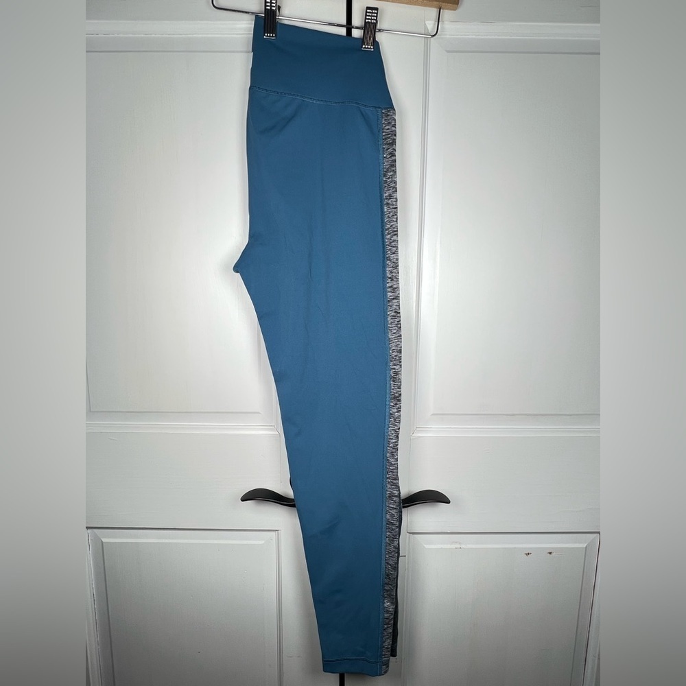 Vuori Racer High-Rise Leggings In Teal And Heather Gray Paneling Size Large - Picture 3 of 5